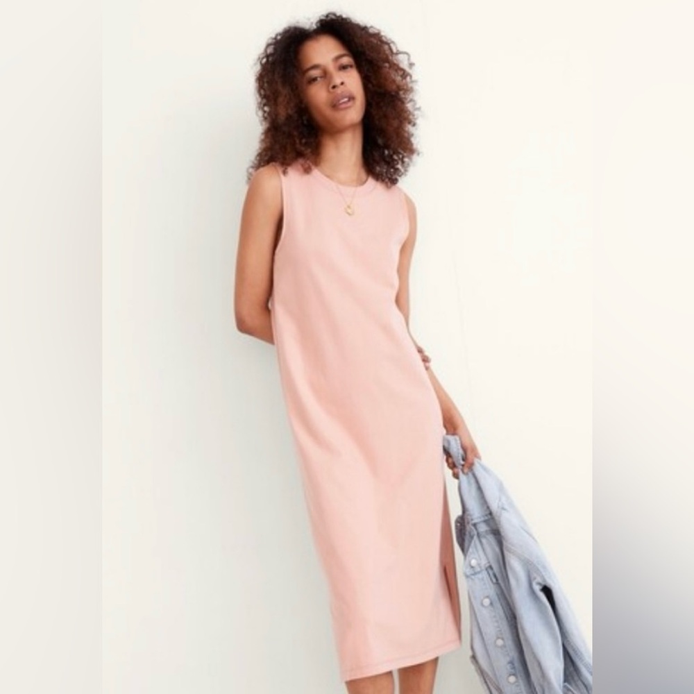 Madewell Organic Cotton Crewneck Tank Midi Dress, Size L